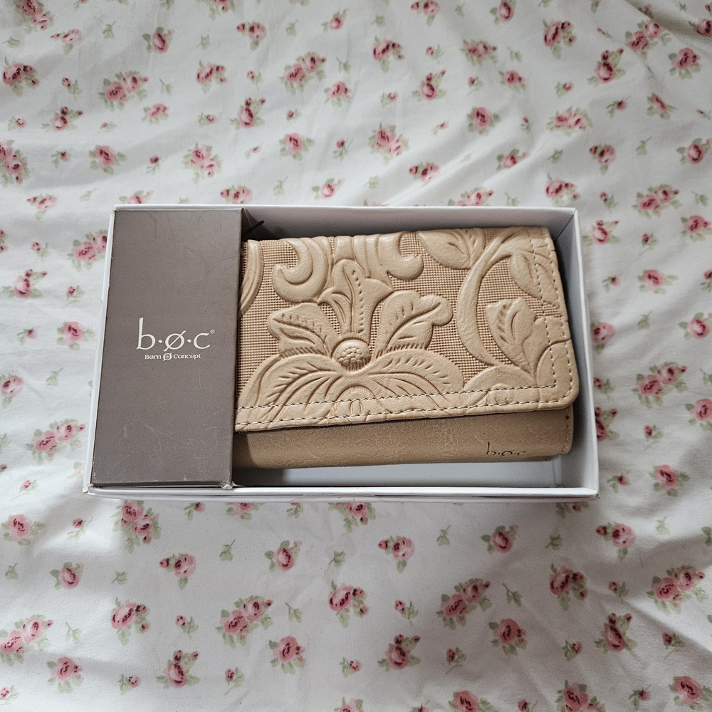 b.o.c. Tan Floral Embossed Wallet